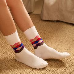 Bioserica Era White women school cotton crew socks for women ladies striped deodorant socks Unisex antibacterial socks