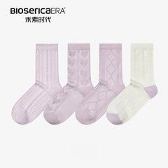 Bioserica Era Fashion ladies colourful crew socks women jacquard cotton socks AntiBacterial socks