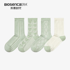 Bioserica Era Fashion ladies colourful crew socks women jacquard cotton socks AntiBacterial socks