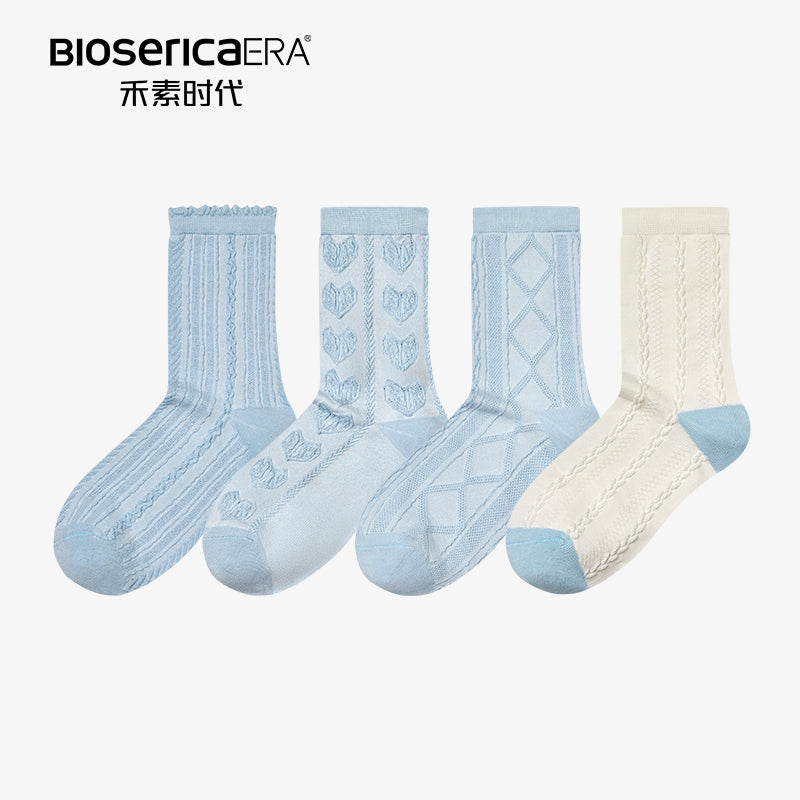 Bioserica Era Fashion ladies colourful crew socks women jacquard cotton socks AntiBacterial socks