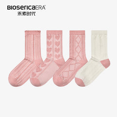 Bioserica Era Fashion ladies colourful crew socks women jacquard cotton socks AntiBacterial socks